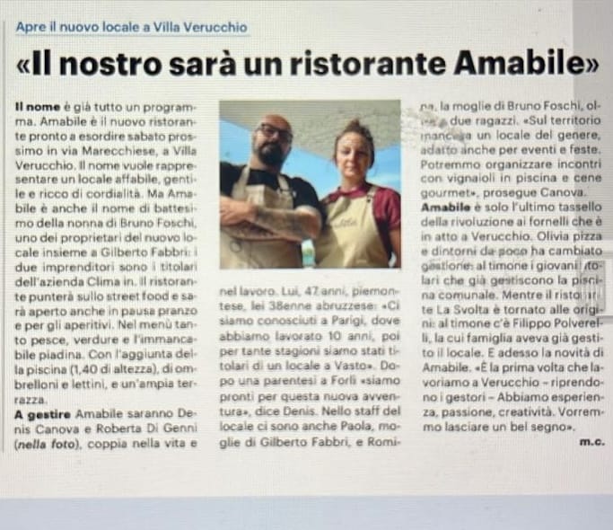 articolo di giornale su amabile - Chi siamo